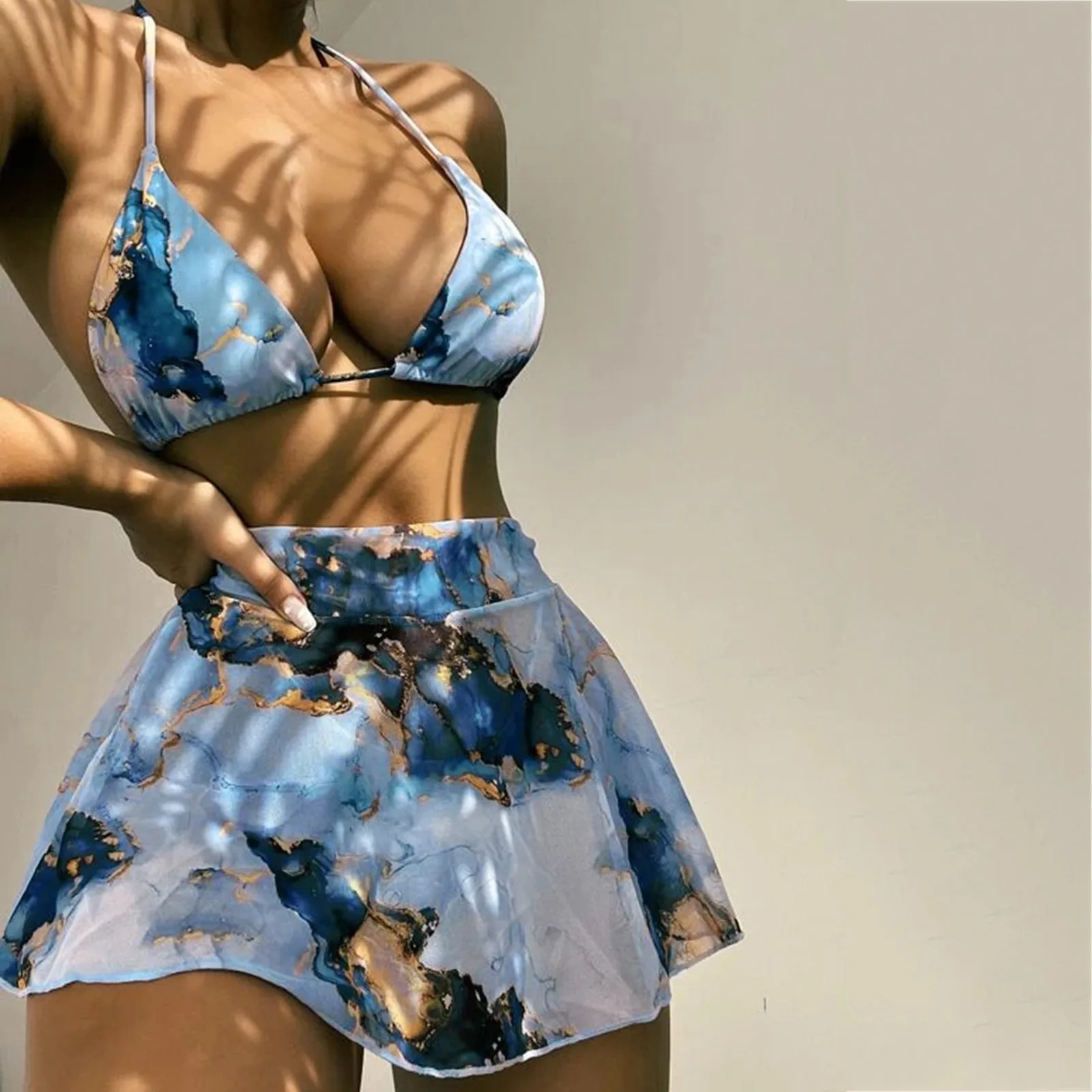 

Женский раздельный купальник с чашками пуш-ап и шортами, 3 шт.