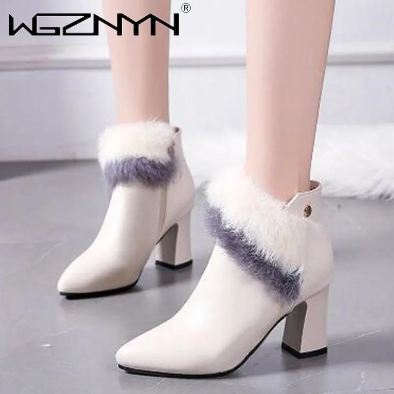 

Женские ботильоны на молнии, осенние короткие ботинки с острым носком, на высоком устойчивом каблуке, 2023