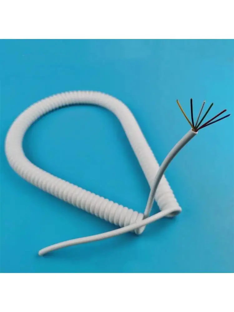 

Белый пружинный кабель, провод, 6 ядер, 26 awg/0,15 ММ, эластичный 1 2 3 4 5 6 3 7 8 9, 10 метров, спиральный Телескопический провод
