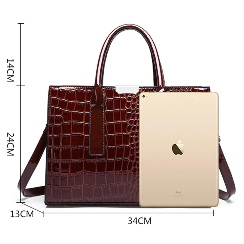 Pantent Leather Women Messenger Bags Crocodile Female Crossbody Shoulder Hand bags For Women 2021 High Quality Ladies Handbags