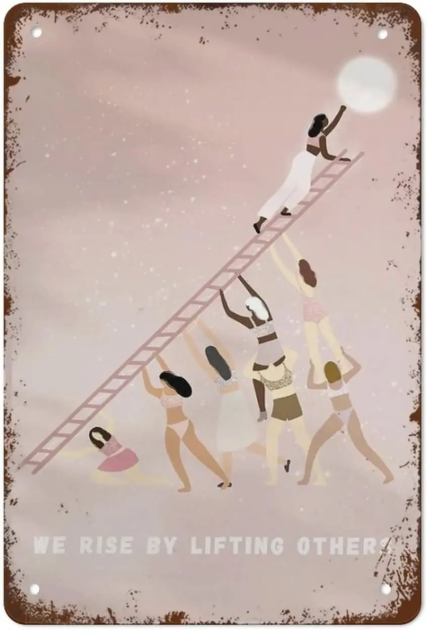 We Rse By Lftng Other Femnst rt Women Empowerment Vntge Metl tn Sgn Plque Wll Decor Look Funny Gfts for Home Ktchen Grge Bth