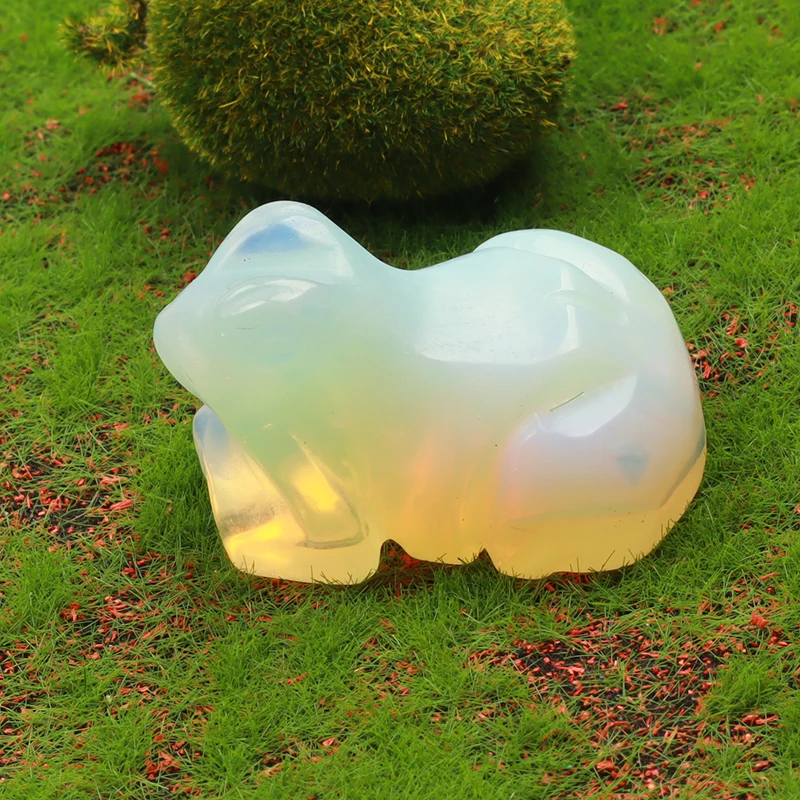 Статуэтка лягушки ручной работы опалитовый нефрит мини-кристалл животного чакра