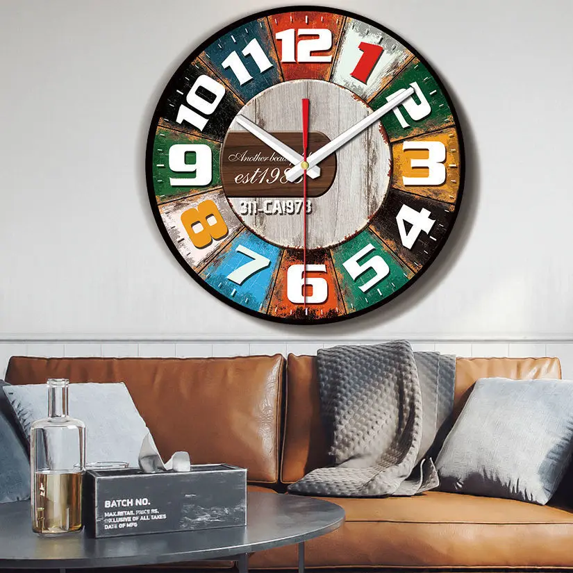 

Креативные бесшумные настенные часы в стиле ретро, Простое домашнее украшение, бескаркасные индивидуальные часы для гостиной, кафе, бара