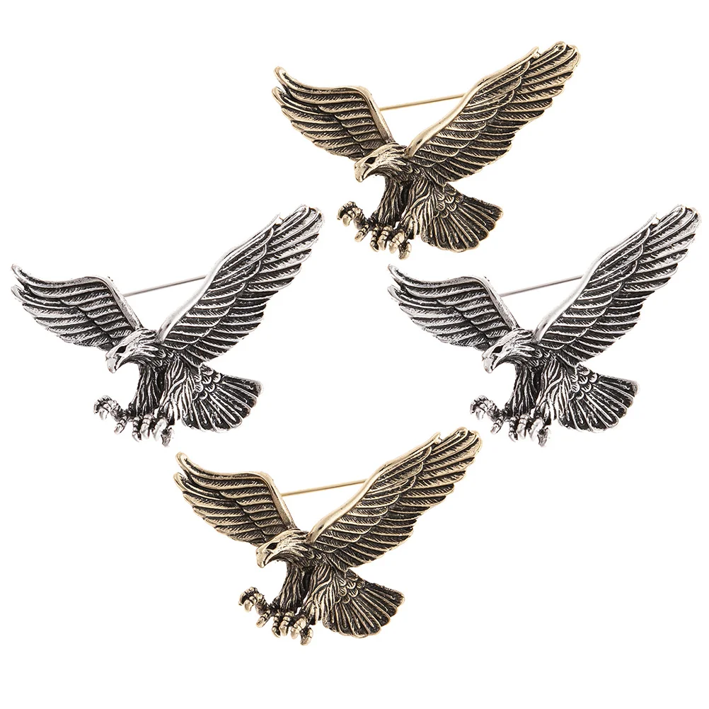 

4 Pcs Ladies Hat Vintage Eagle Brooch Pin Backpack Clothes Women's Clothing Badge Alloy Miss Shirt collar accessories