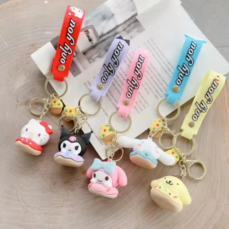 

Cute Sanrioed Kawaii Cartoon Series creative characters HelloKitty My melody Kuromi Cinnamoroll donut keychain wrap gift