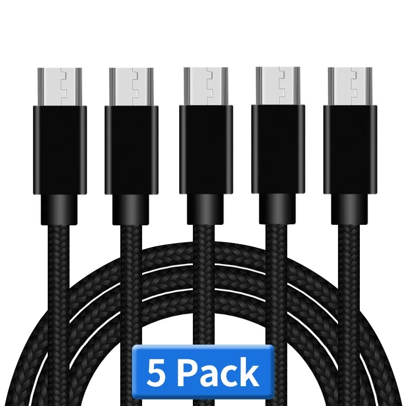

5Pack 1M 2M 3M Micro 5Pin Usb Cable Fast Charging 2.4A Fabric Nylon Cables Wire For Samsung s6 s7 note 2 4 htc lg xiaomi huawei
