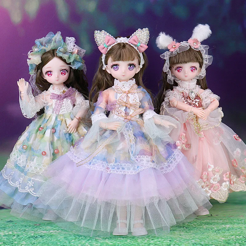 

30 см платье лолиты Bjd кукла 1/6 аниме лицо полный видеть 18 подвижных совместных игрушек Макияж Платье кукла для девочки подарок на день рожден...