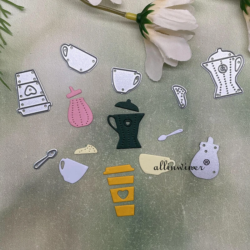 Coffee drink cup kettle Metal Cutting Dies Stencils Die Cut for DIY Scrapbooking Album Paper Card Embossing