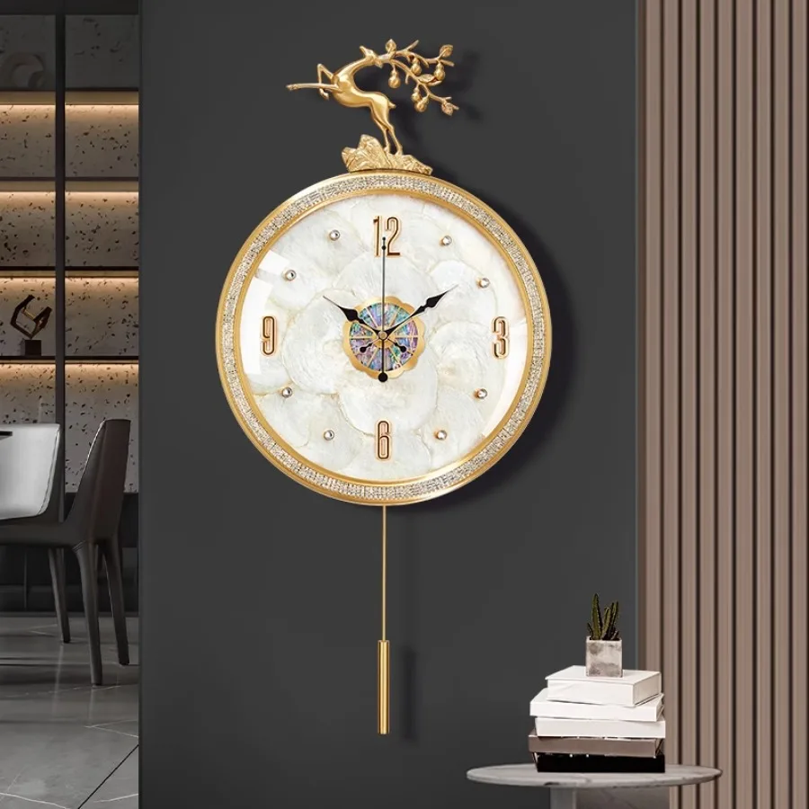 

Luxury Living Room Wall Clock Decoration Gift Unique Gold Art Wall Clock Home Hands Round Modern White Movement Reloj Home Decor