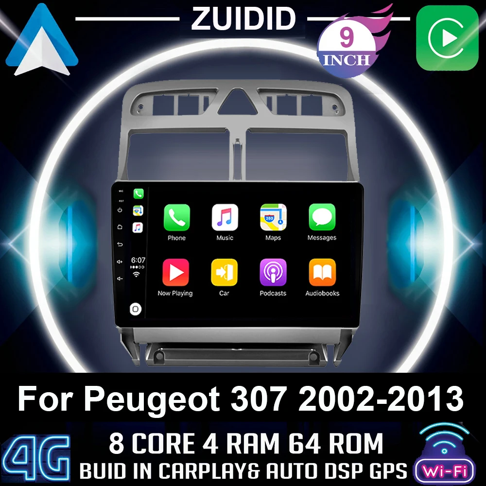 

ZUIDID 2din Carplay Android 10,1 автомобильное радио GPS навигация мультимедийный плеер для Peugeot 307 307CC 307SW 2002-2013 без DVD Carplay