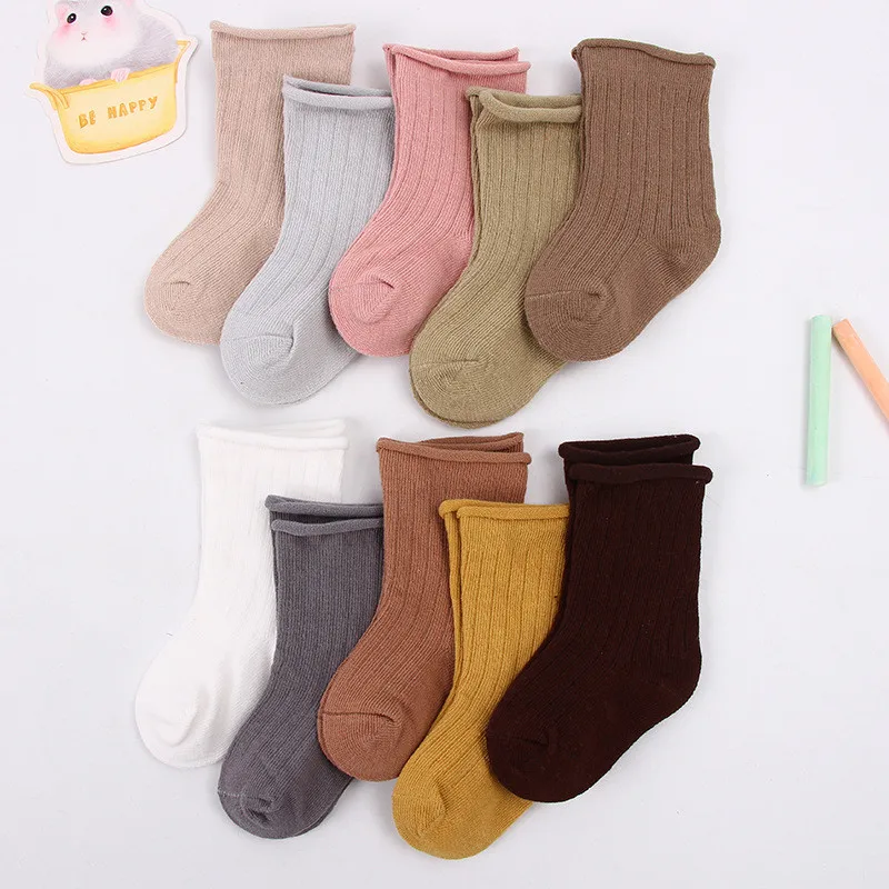 

5 Pairs Baby Girl Boy Socks Toddler Cotton Baby Winter Clothes Accessories Pure Color Combed Cotton Baby Socks For Autumn 2022