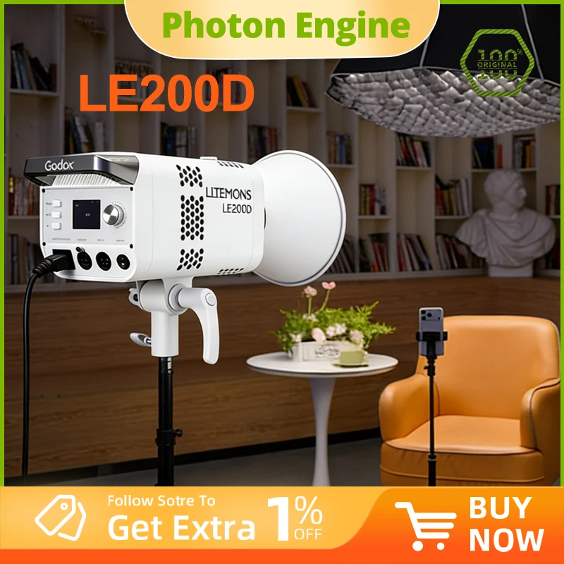 Фото Новый светодиодный видеосвет Godox LITEMONS LE200D: Универсальный дизайн, мгновенная NFC-связь, ультрахолодный и бесшумный, крепление Bowens №1