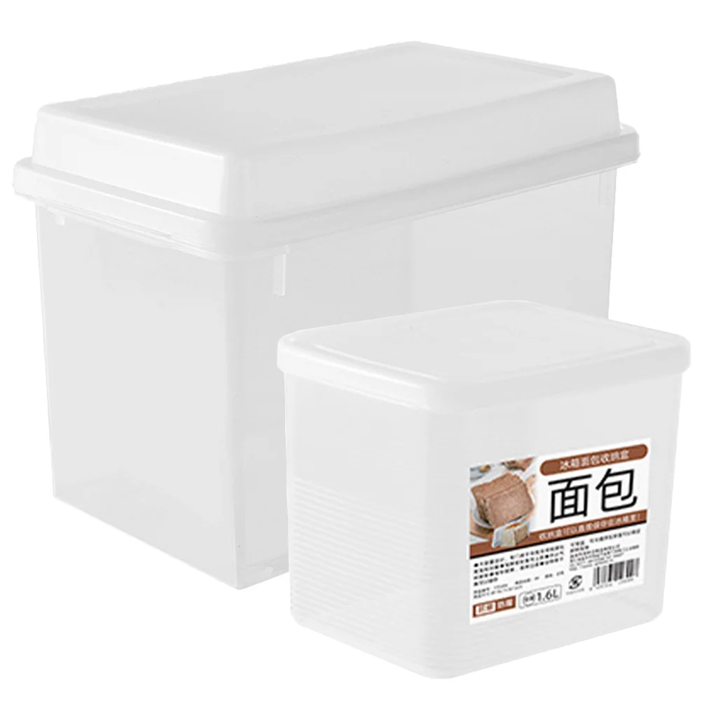 

2 Pcs Bread Storage Box Clear Plastic Containers Kitchen Counter Household Holder Bin Desktop Pp Toast