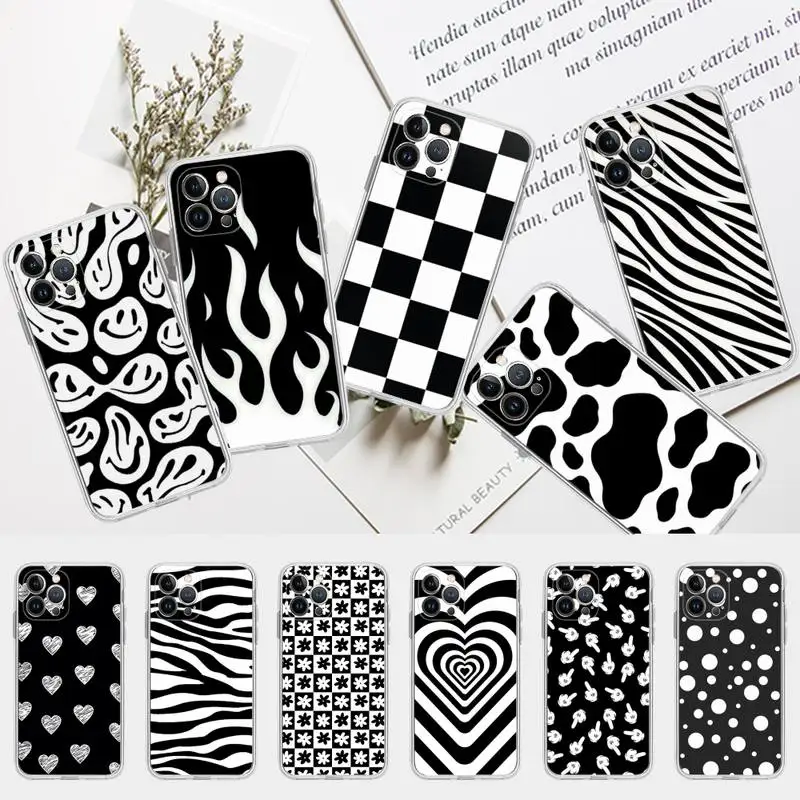 

Black and white Dalmatian Cow zebra texture Phone Case Silicone Soft for iphone 14 13 12 11 Pro Mini XS MAX 8 7 6 Plus X XS XR