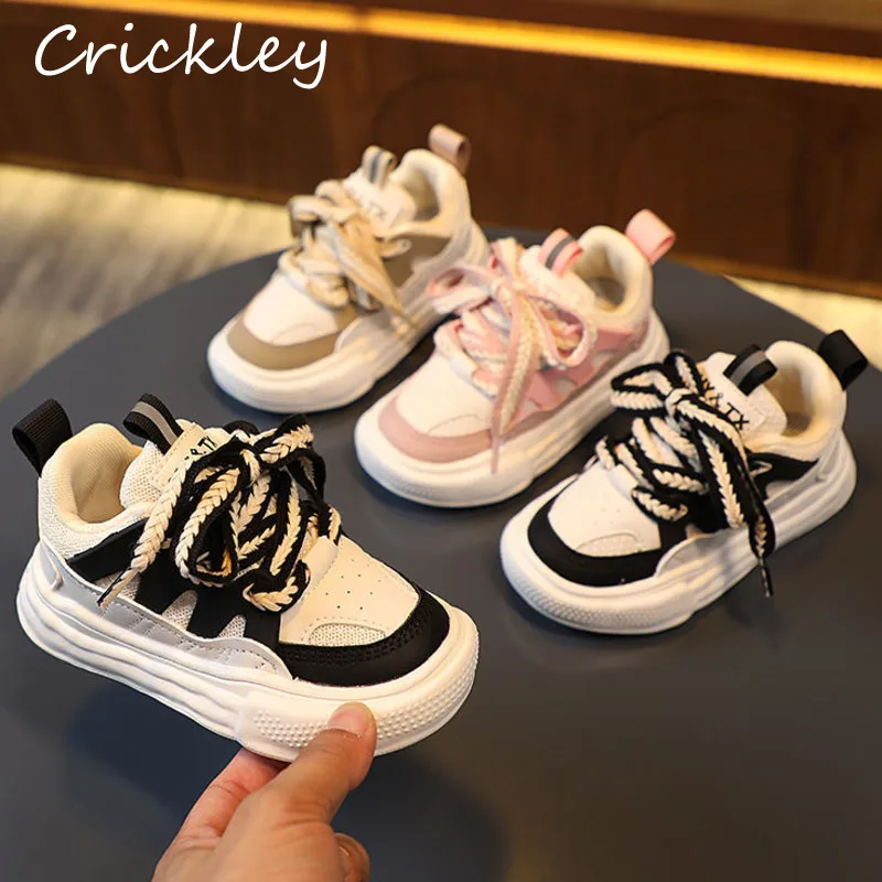 

2022 Children Sport Shoes Lace Up Casual Sneakers For Boys Girls Running Soft Bottom High Quality Fashion Kids Tennis Shoes