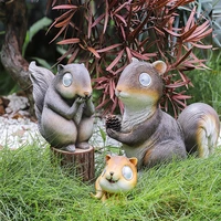 small animal ornaments outdoor garden creative solar energy decoration resin crafts ornaments small squirrel family ornaments