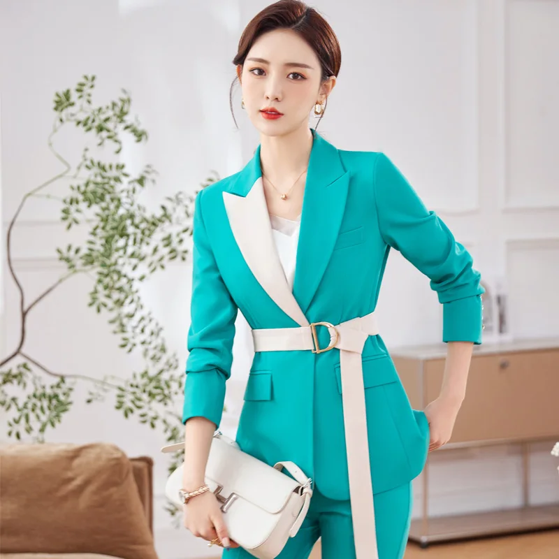 High Quality Autumn Winter Formal Ladies Blazer Women Business Suits with Sets Work Wear Office Uniform 4XL Size Pants Jacket