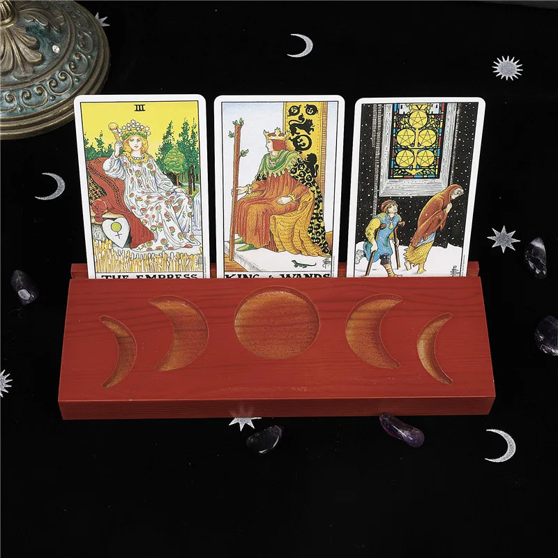 

Подставка для карт с изображением Оракл-Таро, пентаграммы, настольный деревянный подсвечник, реквизит для фотографий, основа для гадания, алтарь, подсвечник, фазы Луны