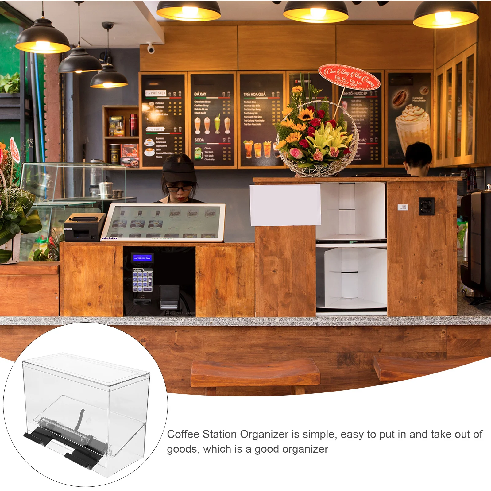 Соломенная коробка самообслуживания акриловый контейнер-диспенсер для стойки