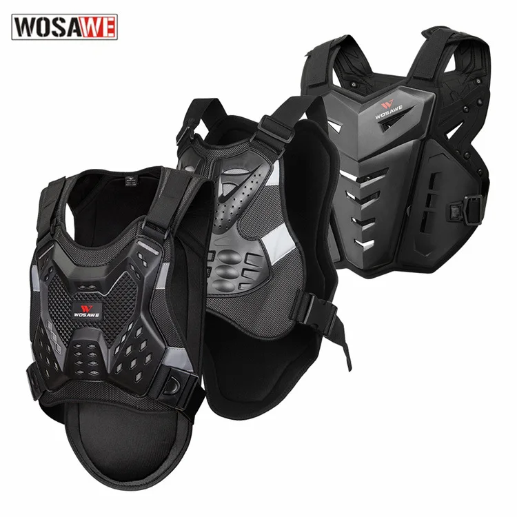 WOSAWE Motorcycle Vest Armor Chest Back Body Protector Motocross Protective Gears Vest Snowboard Skate Jacket Moto Waistcoat