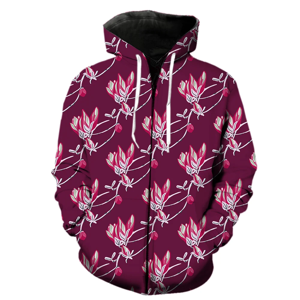 

Flowers Magnolia Men's Zipper Hoodie Cool Funny Fashion Casual Sweatshirts Hip Hop Spring 3D Printed 2022 Hot Sale Oversized