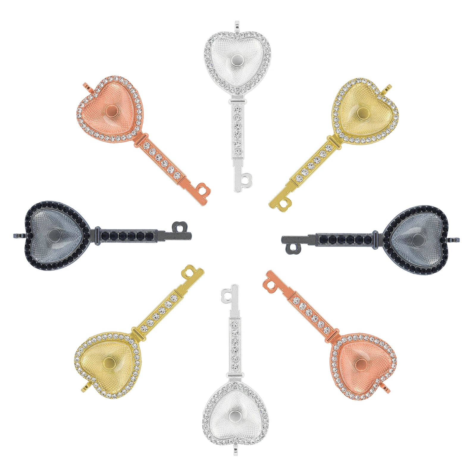 

50pcs/Lot 25mm Heart Key Tray Charms Bezel Pendant Setting For DIY Making Necklace Bracelet Keychain Jewelry Wholesale TYR023