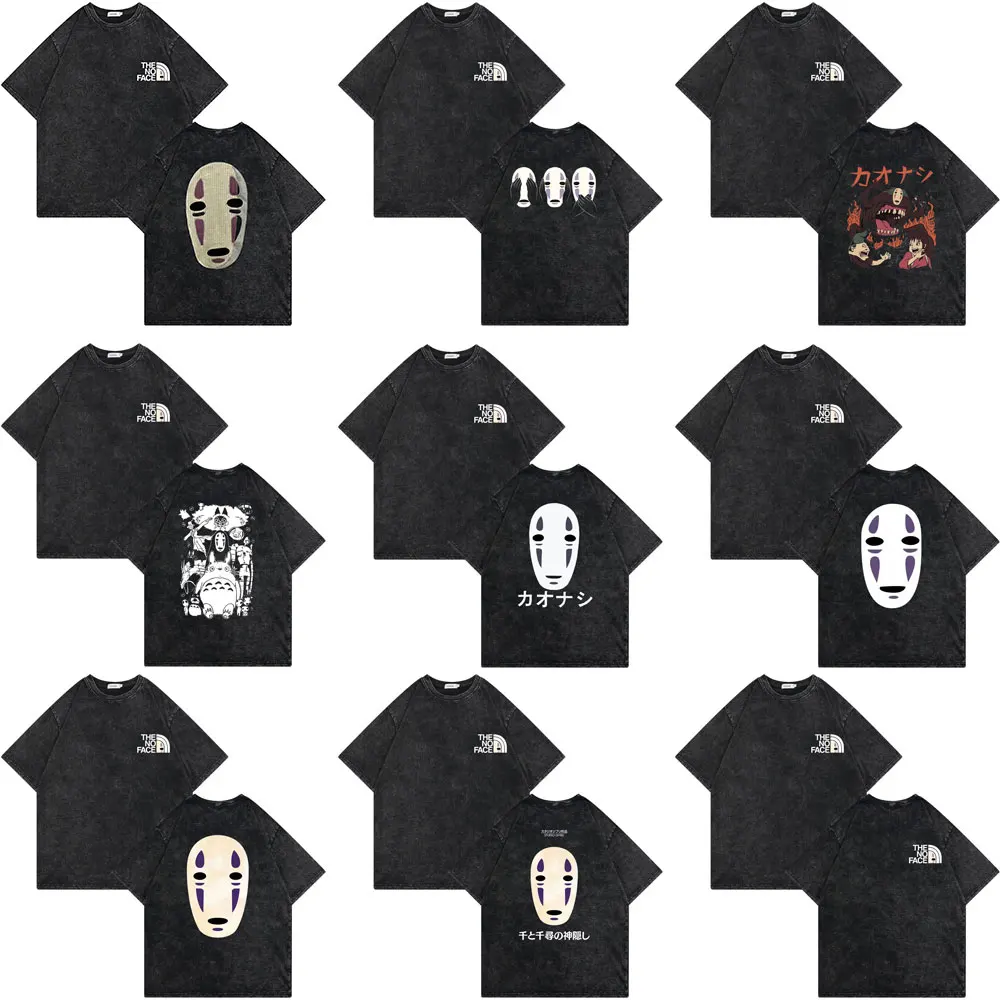 

Japanese Anime No Face Man Graphic Printed Tee Shirt Men Women Fashion Casual Oversized T-Shirts Streetwear Unisex Manga Tshirt