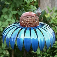 coneflower bird feeder outside garden art metal birdfeeder with stand promotion dropshipping
