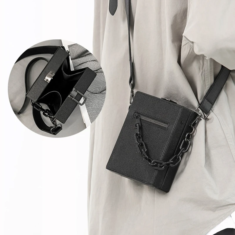 

Модная дизайнерская сумка-бокс для мужчин и женщин, Роскошные водонепроницаемые квадратные сумочки на ремне через плечо с цепочкой