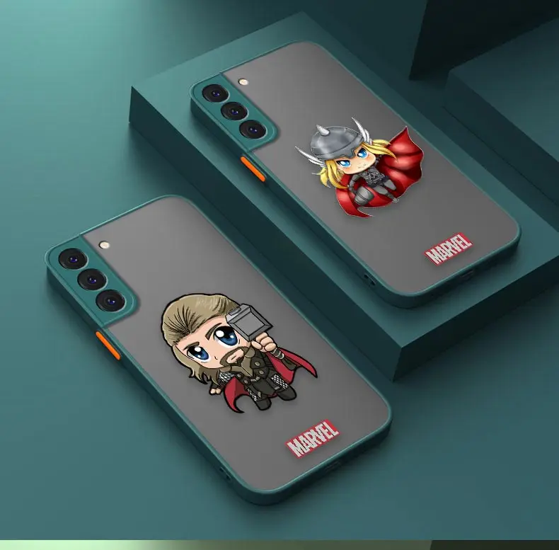 

Cute Marvel Thor Heros Fundas Shockproof Matte Case For Samsung S22 S21 S20 S10 S9 S8 S10E FE Lite Plus Ultra 5G Capa Coques