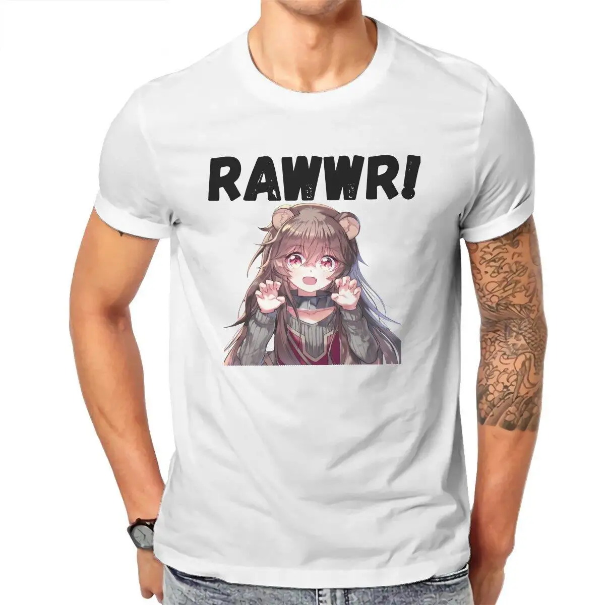 

Men's T-Shirts Raphtalia RAWWR Cotton Tee Shirt Short Sleeve Rising of the Shield Hero T Shirts Round Collar Clothes Graphic