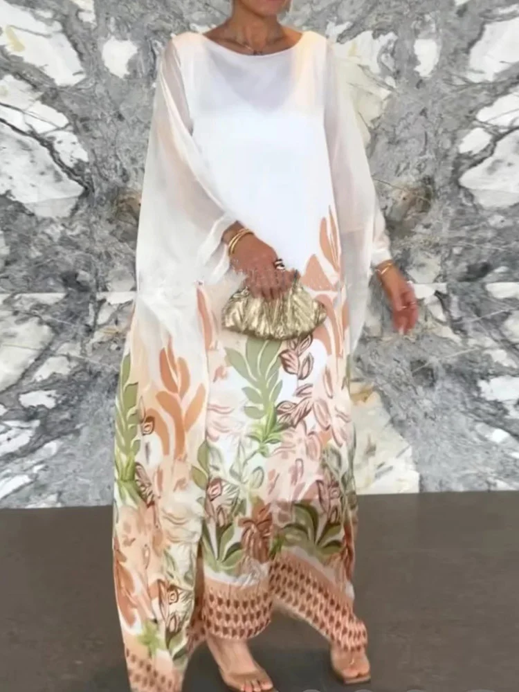 Платье-макси составного кроя с рукавом до запястья женское модное элегантное