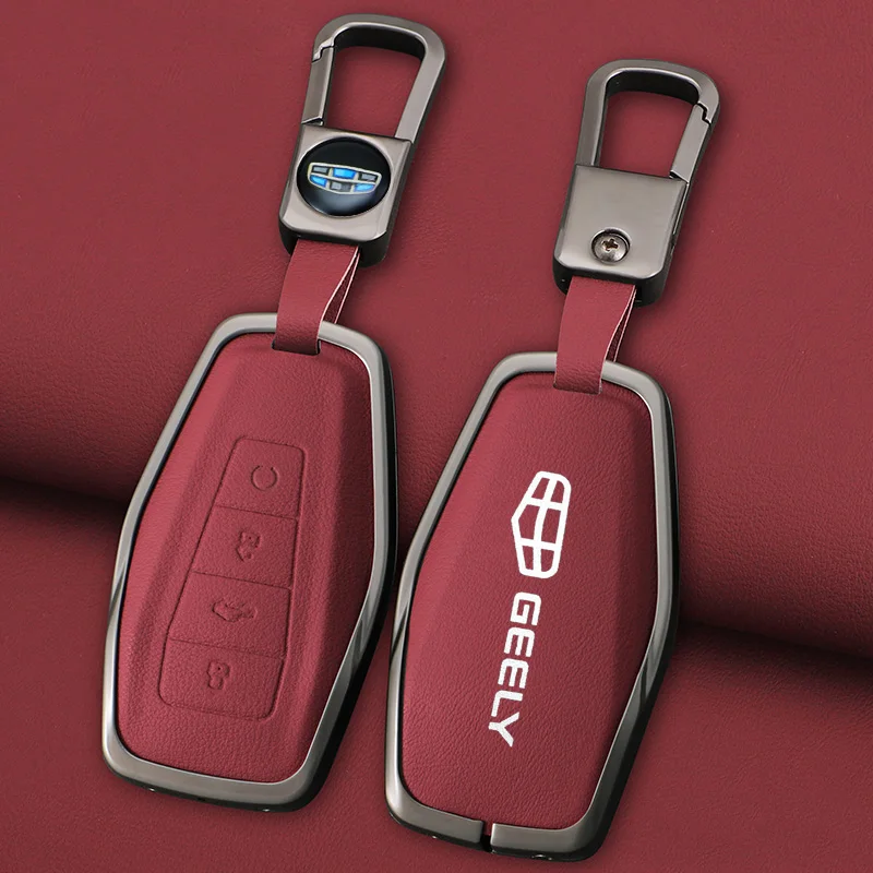 Кожаный чехол для автомобильного ключа из цинкового сплава Geely Okavango Coolray Atlas Monjaro