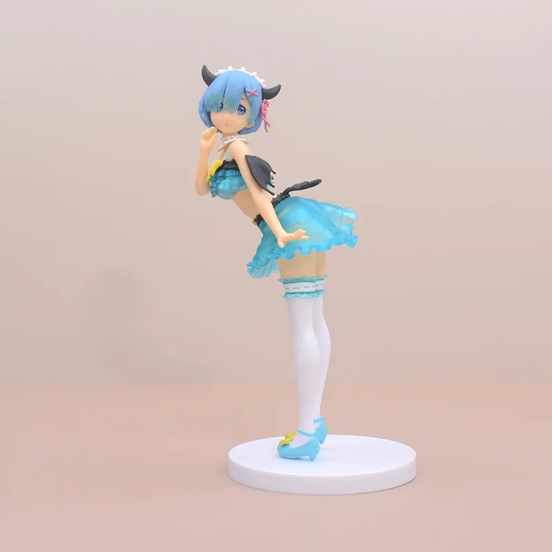 

1 Pcs Lovely Anime Re:Life In A Different World From Zero Rem Devil Girl Standing PVC Model Action Figure Toys Collection Gifts
