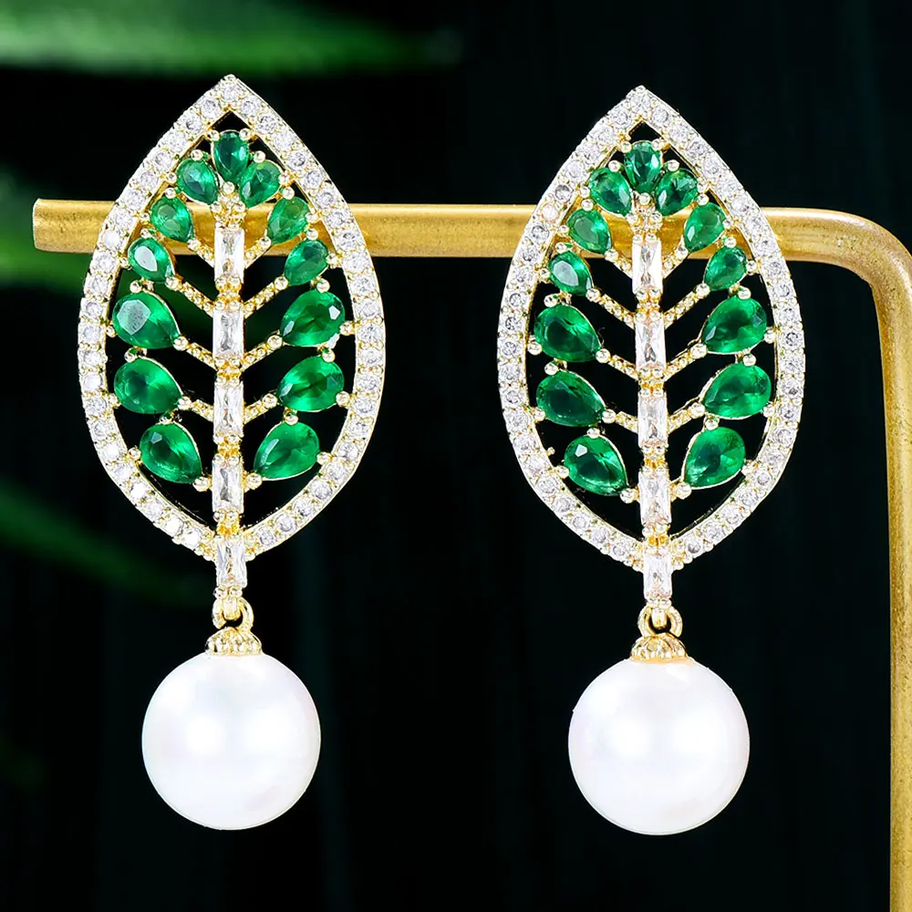 GODKI новые роскошные африканские серьги с жемчужными листьями для женщин