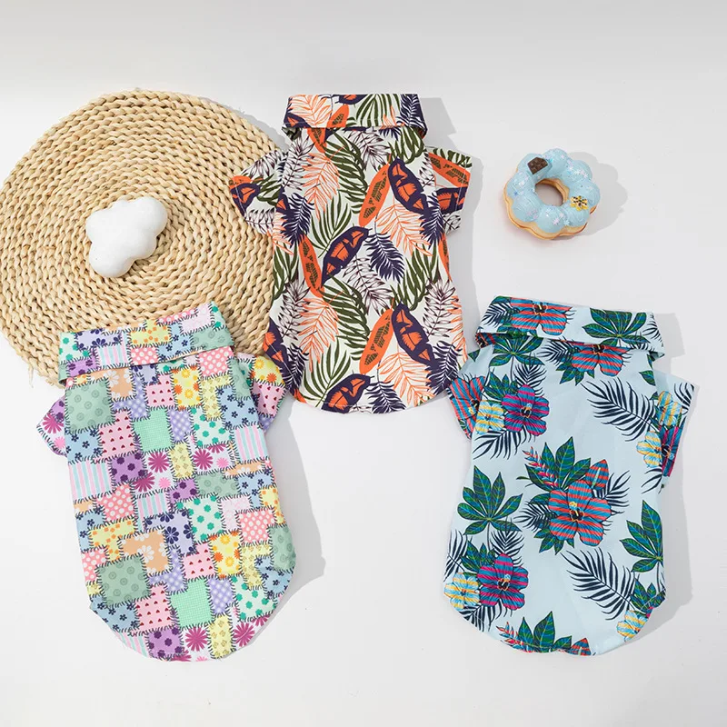 Гавайская одежда для домашних питомцев, летние рубашки для маленьких и средних собак, одежда для щенков и кошек, одежда для собак, футболка для мопса, французского бульдога