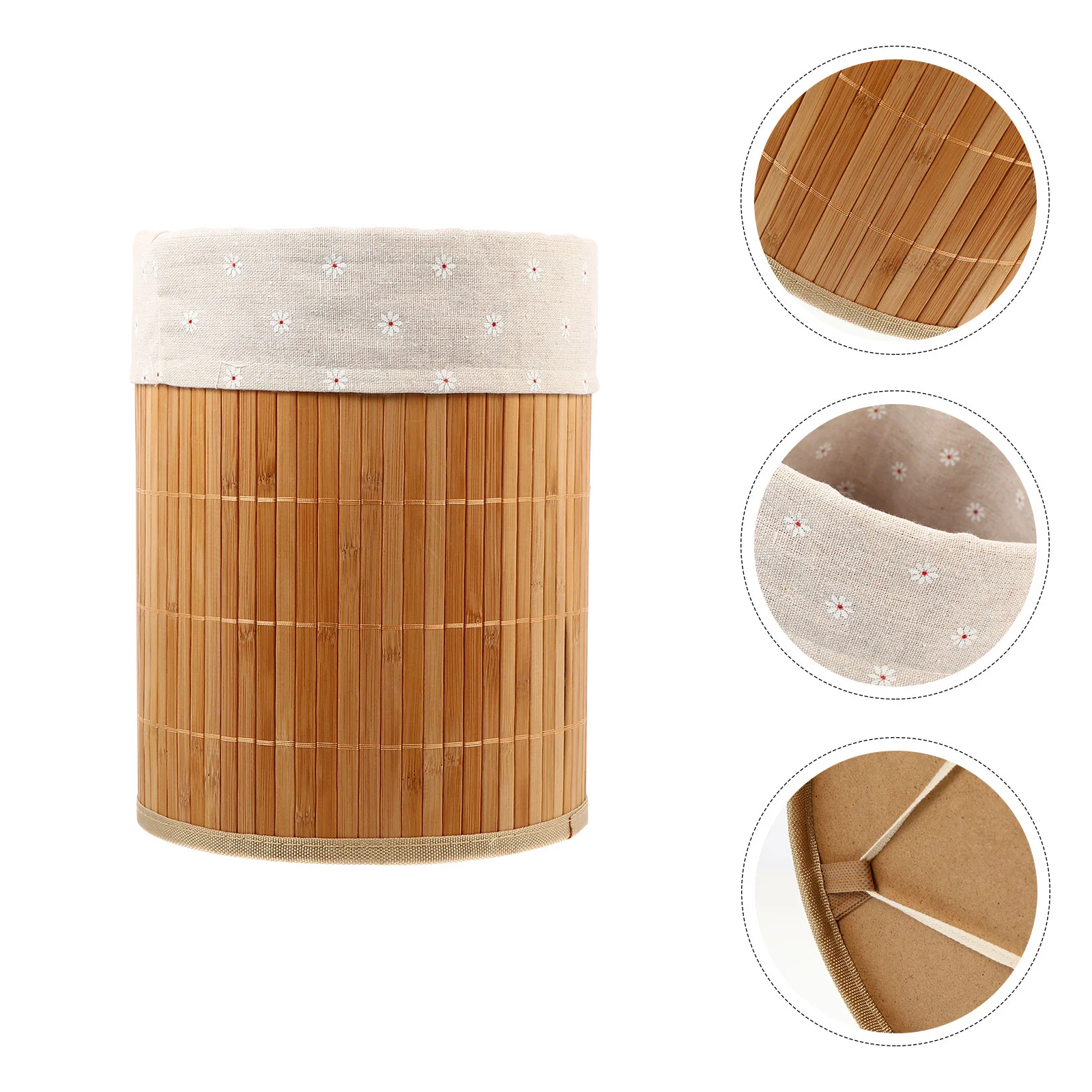 

Bamboo Trash Can Clothes Storage Basket Container Dirty Organizer Woven Sundries Bucket