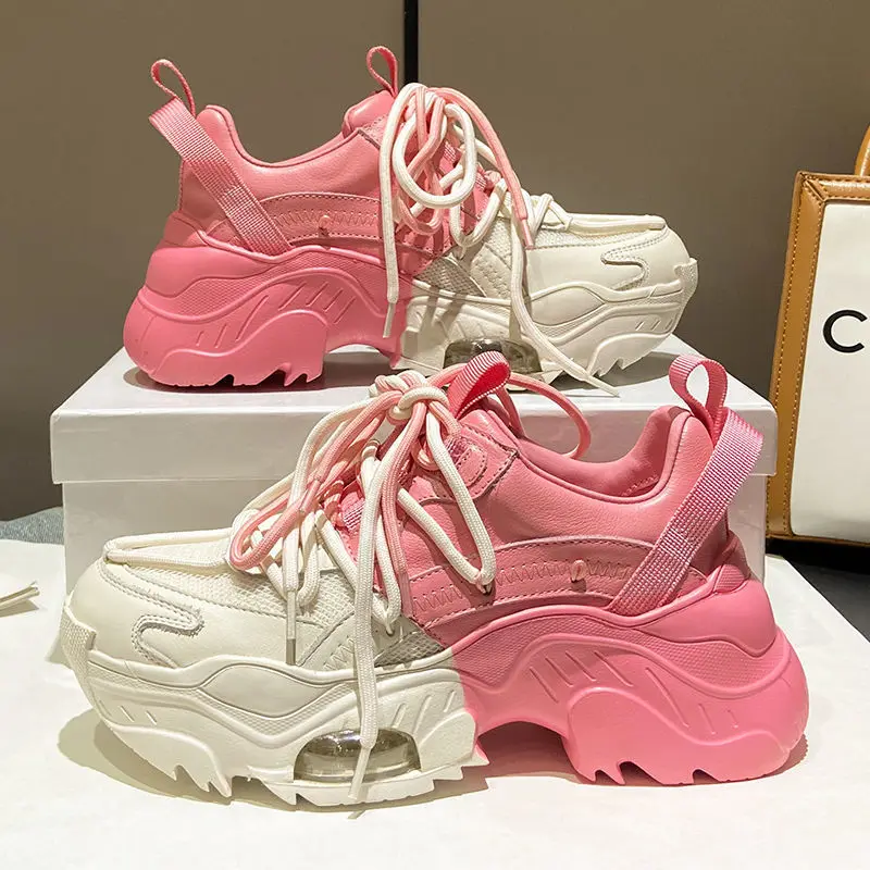 

Women Sneakers Casual Thick Base Shoes Comfortable Ladies Sport Shoes Wedges Chunky Women's Vulcanized Shoes Females Sneakers