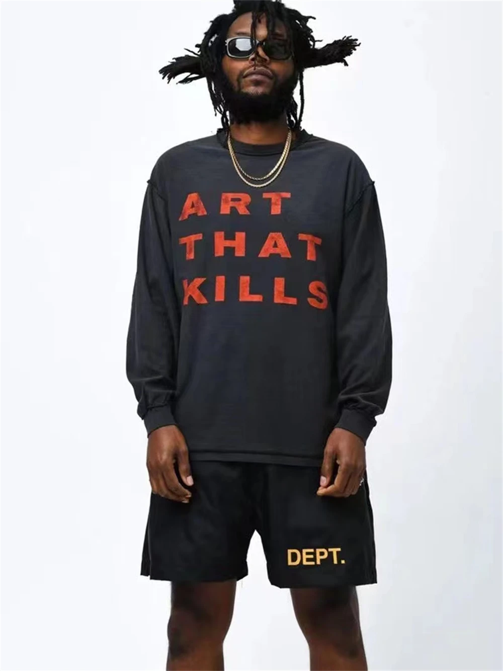 

Trendy GARY DEPT lettered print reversible casual cotton long sleeved men's and women's street hip-hop rock bodysuit hoodies