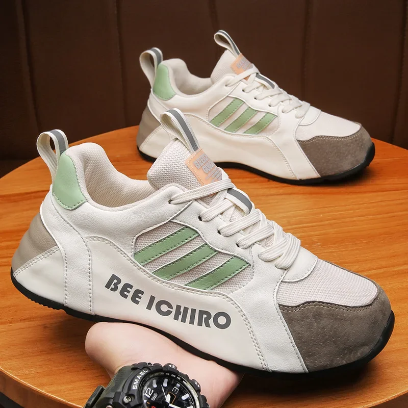 

Осенние мужские повседневные кроссовки, новая трендовая кожаная обувь, универсальная сетчатая модная мужская Баскетбольная обувь