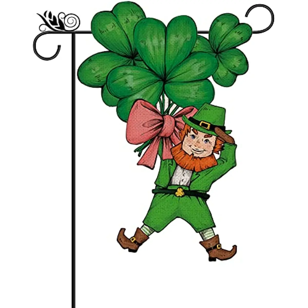 

St Patricks Day Garden Flag Leprechauns Shamrocks Clovers Vertical Double Sided Holiday Yard Outdoor Decor 16 x 24 Inch