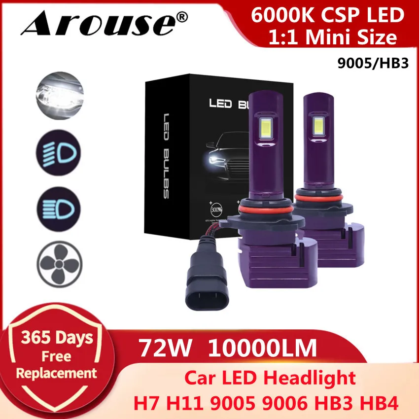 

2PCS 9005 9006 H11 H7 COB Car LED Headlight Bulbs H4 Hi-Lo Beam 72W 10000LM 6000K 12v Led Car Lights HB3 HB4 Auto Headlamp X11P