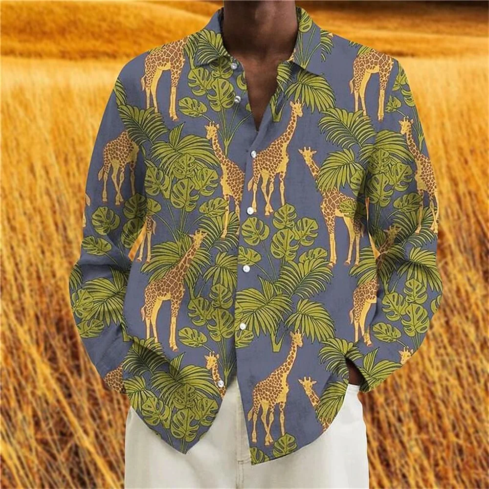 

2022 Autumn New Fashion Hip Hop Cool 3d Digital Printing Men's ShirtsCasual Long Sleeve Turndown Collar Tops for Men Clothes
