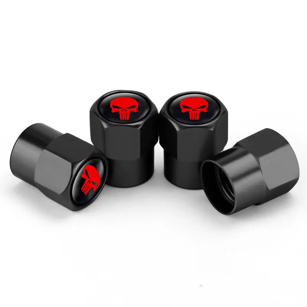 

4 шт., колпачки для штока клапана колес автомобиля с черепом, герметичные пылезащитные чехлы, универсальные колпачки для воздушных клапанов шин для автомобилей, грузовиков, велосипедов