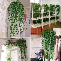 artificial plants home decor green silk hanging vines fake leaf garland leaves diy for wedding party room garden decoration