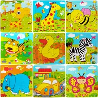 colorful wood puzzles cartoon animals traffic kids cognitive jigsaw puzzle tangram toys for children baby educational toy games