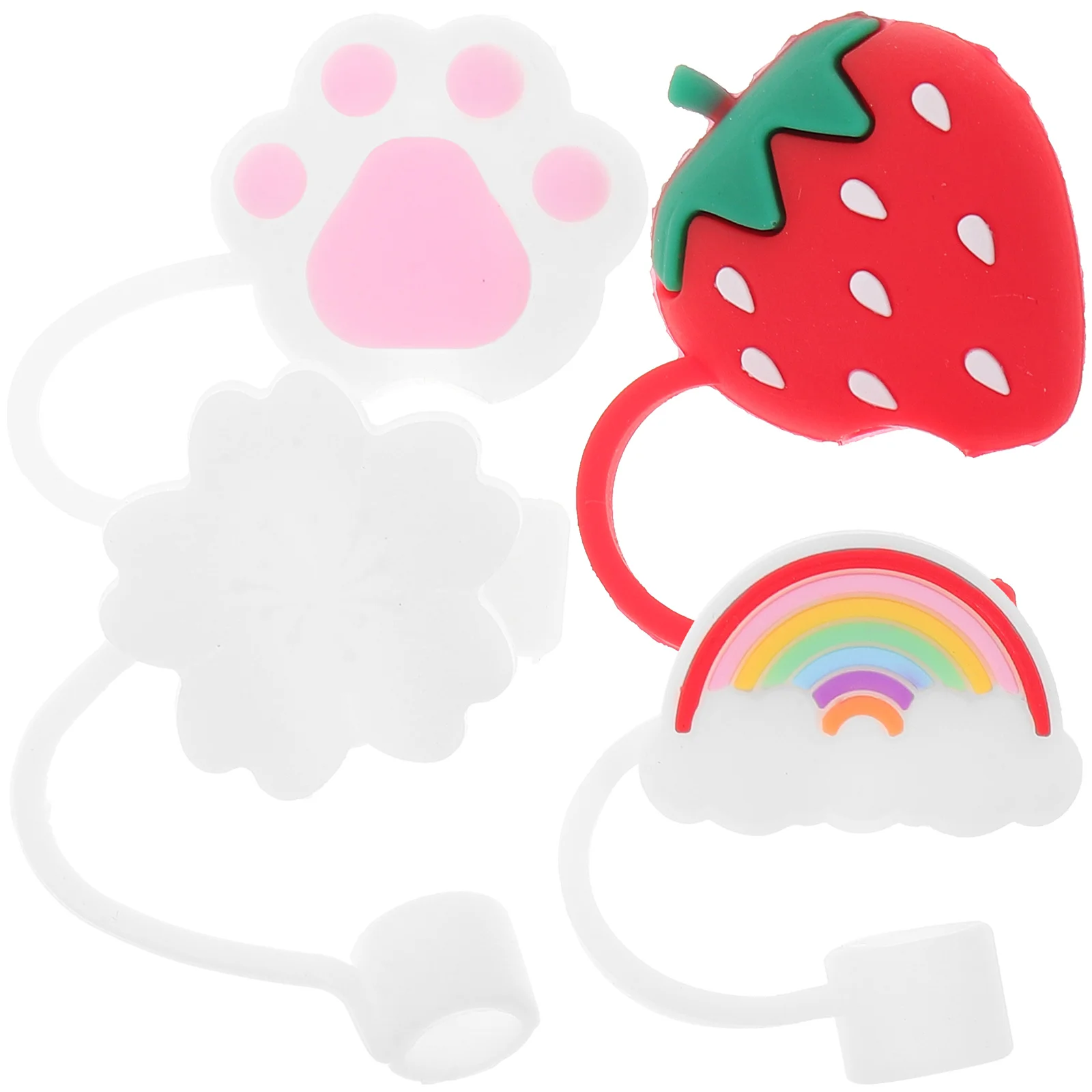 

Straw Tips Drinking Cover Cap Silicone Plugs Reusable Covers Cute Caps Toppers Accessories Strawberry Funny Protector Tip Anti