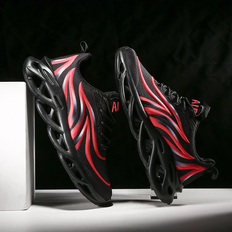 Men's Fashion Flame Printed Sneakers Comfortable Running Shoes Outdoor Men Athletic Shoes