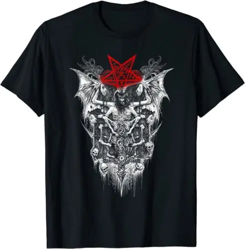 Новый дьявол Baphomet сатана Люцифера череп Goth ужасная футболка