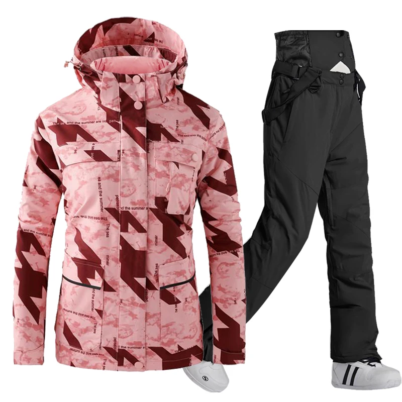 Women's Ski Suit Winter Warm Windproof Waterproof Ski Down Jacket And Pants Women Outdoor Sports Snowboard Snow Coat Trousers